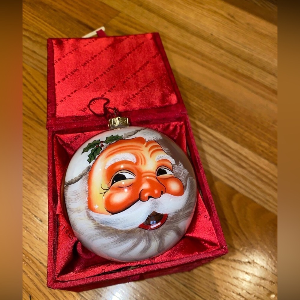 Inside Art Vintage Santa Face Christmas Ornament. With Box &. Information Card.